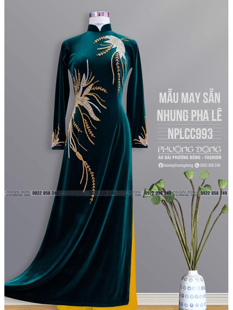 Áo Dài Bà Sui Nhung Đính Đá Pha Lê Cao Cấp NPLCC993